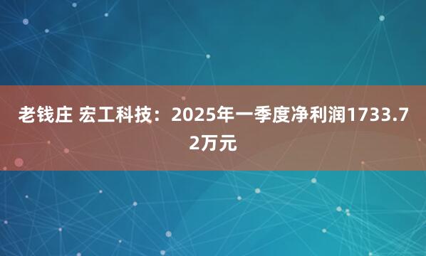 老钱庄 宏工科技：2025年一季度净利润1733.72万元